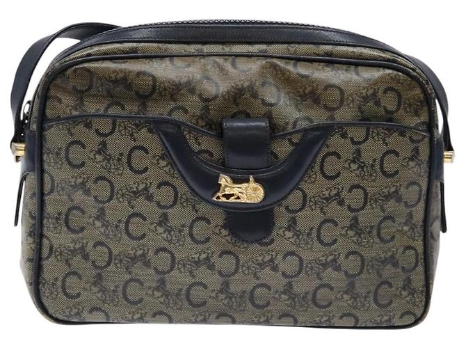 Céline Borsa a Spalla Celine C Sulky PVC Blu Navy Oro Auth 138826 D'oro - vista 2