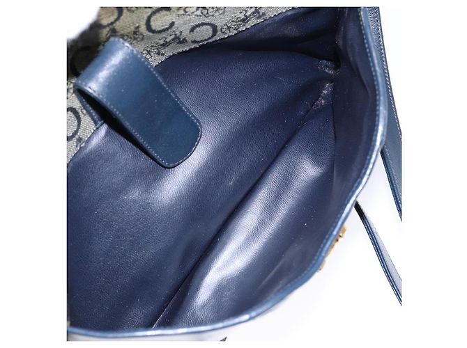 Céline Borsa a Spalla Celine C Sulky PVC Blu Navy Oro Auth 138826 D'oro - vista 23