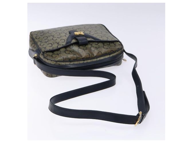 Céline Borsa a Spalla Celine C Sulky PVC Blu Navy Oro Auth 138826 D'oro - vista 7