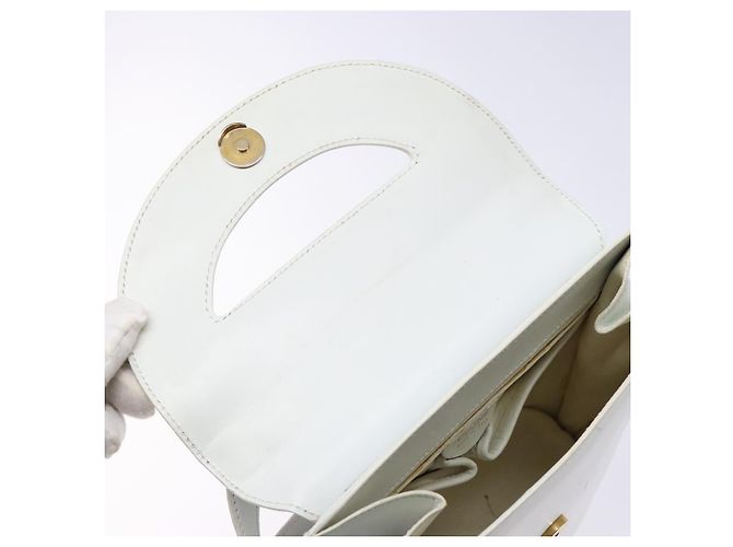 Céline Borsa a Spalla CELINE in Pelle Oro Bianco Auth 138388 D'oro - vista 16