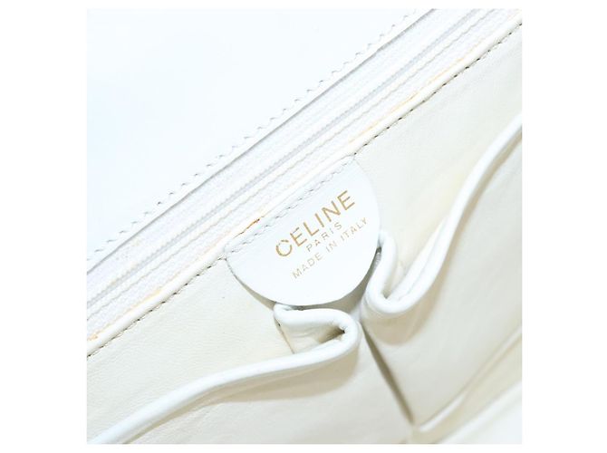 Céline Borsa a Spalla CELINE in Pelle Oro Bianco Auth 138388 D'oro - vista 17