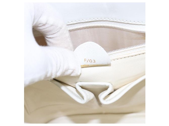 Céline Borsa a Spalla CELINE in Pelle Oro Bianco Auth 138388 D'oro - vista 22