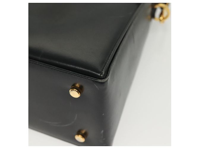 Borsa a mano in pelle Gancini Salvatore Ferragamo 2 in 1 Nero Oro Auth 136400 - vista 13
