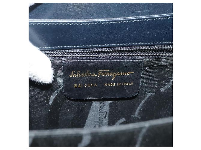 Borsa a mano in pelle Gancini Salvatore Ferragamo 2 in 1 Nero Oro Auth 136400 - vista 19
