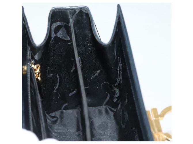 Borsa a mano in pelle Gancini Salvatore Ferragamo 2 in 1 Nero Oro Auth 136400 - vista 25