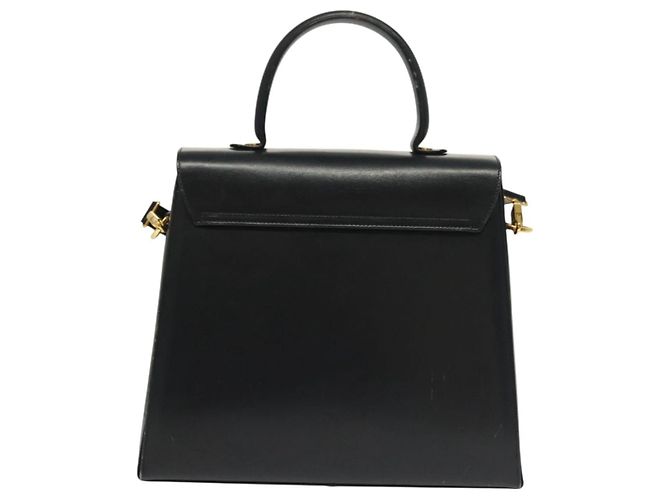 Borsa a mano in pelle Gancini Salvatore Ferragamo 2 in 1 Nero Oro Auth 136400 - vista 3