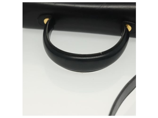 Borsa a mano in pelle Gancini Salvatore Ferragamo 2 in 1 Nero Oro Auth 136400 - vista 7
