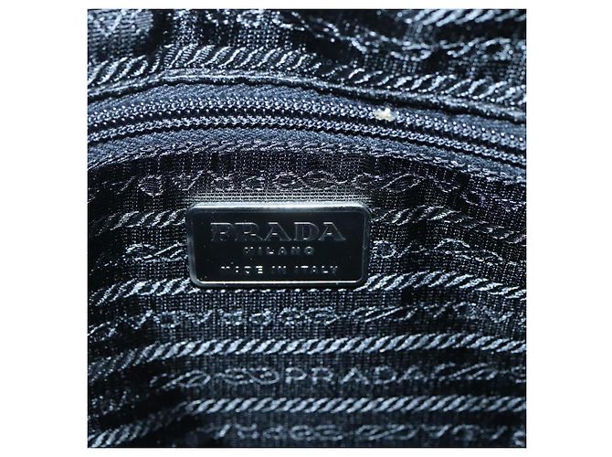 Borsa Tote Prada in Nylon Nero Argento Auth 139452 - vista 18