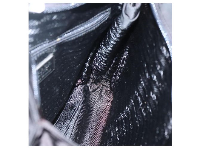 Borsa Tote Prada in Nylon Nero Argento Auth 139452 - vista 19