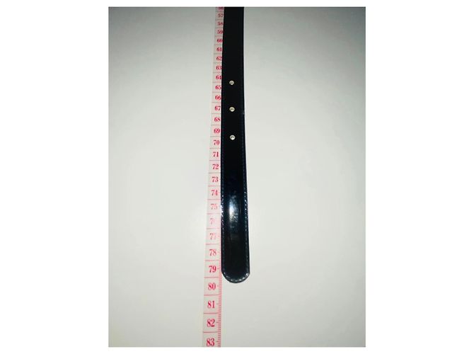 Cintura Yves Saint Laurent in vernice nera 70 cm Nero - vista 7