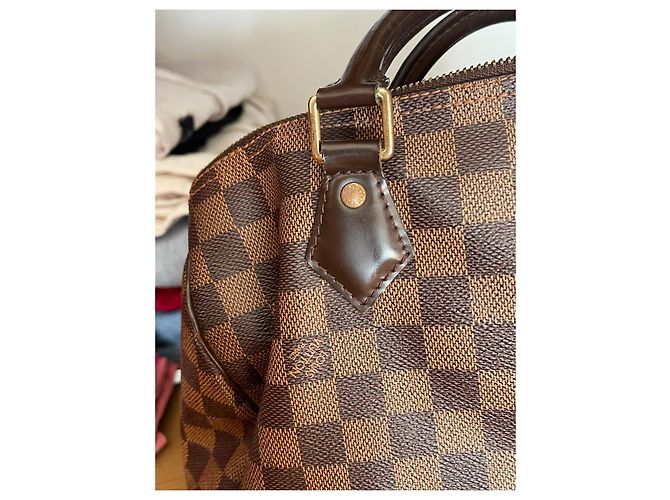 Borsa Louis Vuitton Speedy Damier Ebene Marrone - vista 10