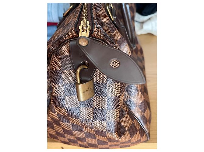 Borsa Louis Vuitton Speedy Damier Ebene Marrone - vista 11