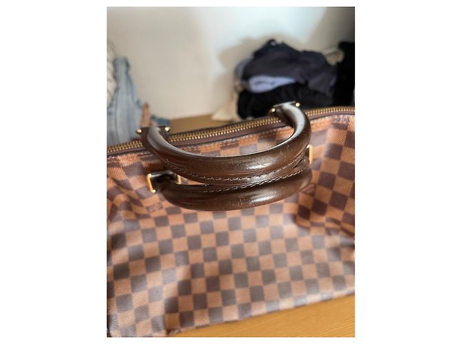 Borsa Louis Vuitton Speedy Damier Ebene Marrone - vista 16