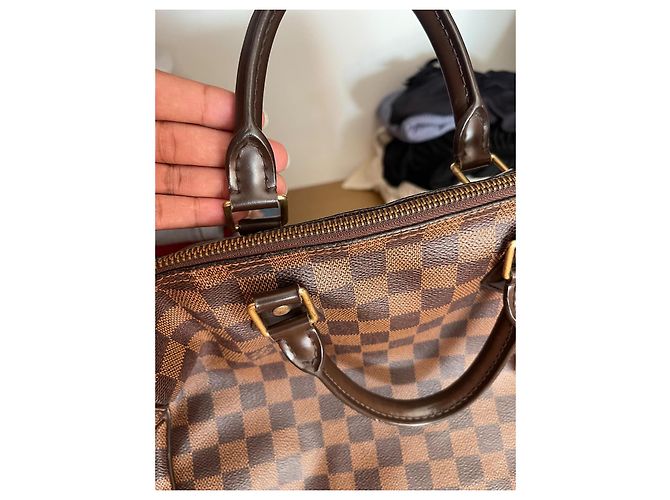 Borsa Louis Vuitton Speedy Damier Ebene Marrone - vista 17
