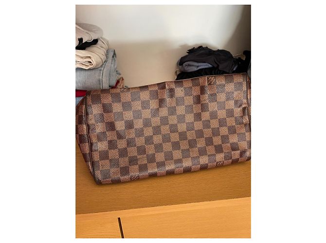 Borsa Louis Vuitton Speedy Damier Ebene Marrone - vista 18