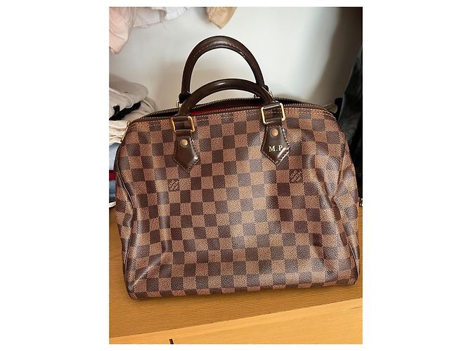 Borsa Louis Vuitton Speedy Damier Ebene Marrone - vista 2