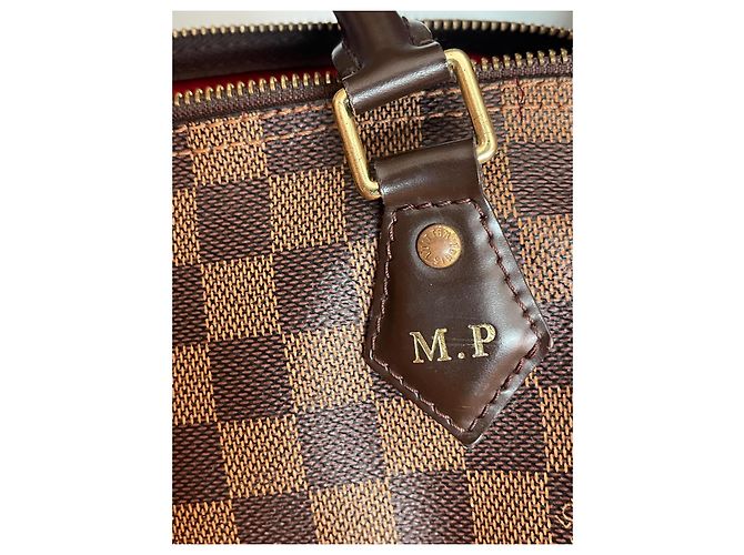 Borsa Louis Vuitton Speedy Damier Ebene Marrone - vista 4