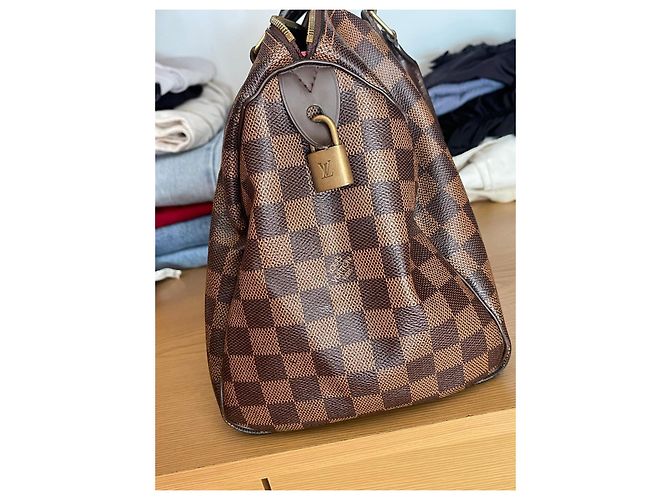 Borsa Louis Vuitton Speedy Damier Ebene Marrone - vista 6