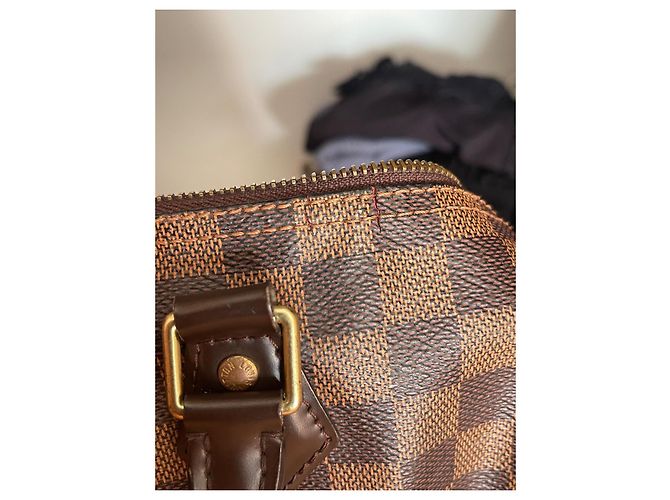 Borsa Louis Vuitton Speedy Damier Ebene Marrone - vista 8