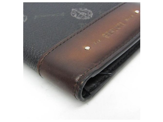Portafoglio lungo da uomo Berluti Neo Santal Stamp Marrone Nero - vista 6