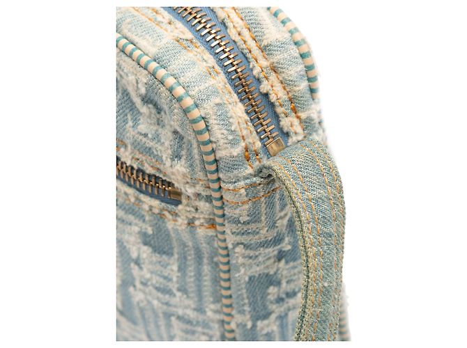Borsa a tracolla in denim blu Zucca Fendi - vista 11