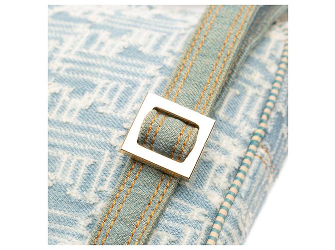 Borsa a tracolla in denim blu Zucca Fendi - vista 12