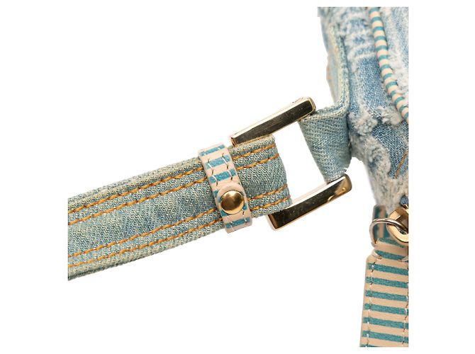 Borsa a tracolla in denim blu Zucca Fendi - vista 13