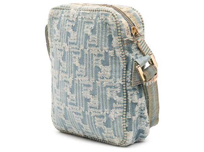 Borsa a tracolla in denim blu Zucca Fendi - vista 2