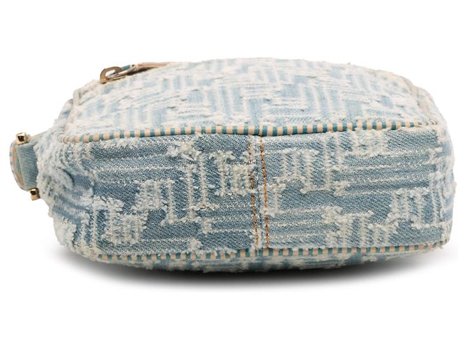 Borsa a tracolla in denim blu Zucca Fendi - vista 3
