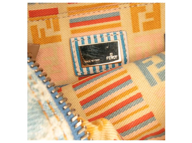 Borsa a tracolla in denim blu Zucca Fendi - vista 5