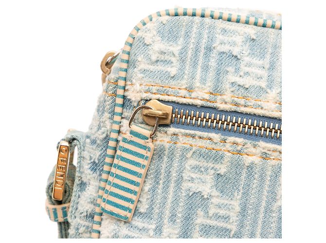 Borsa a tracolla in denim blu Zucca Fendi - vista 8
