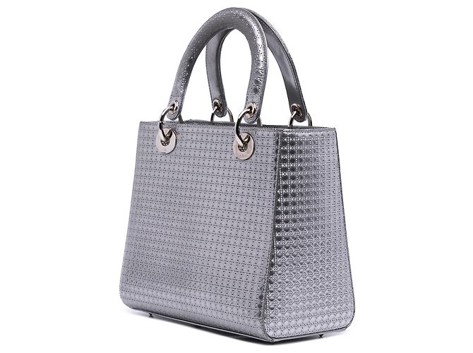 Dior Argento Medio Metallico Patente Microcannage Lady Dior - vista 2