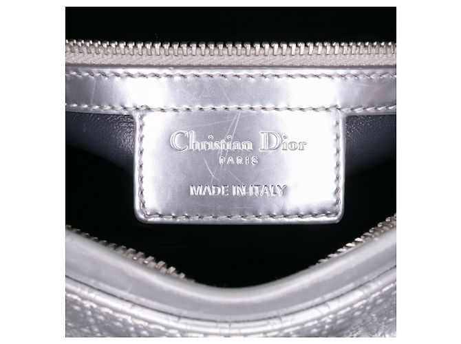 Dior Argento Medio Metallico Patente Microcannage Lady Dior - vista 5