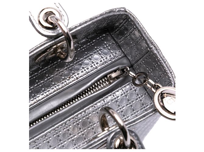 Dior Argento Medio Metallico Patente Microcannage Lady Dior - vista 7