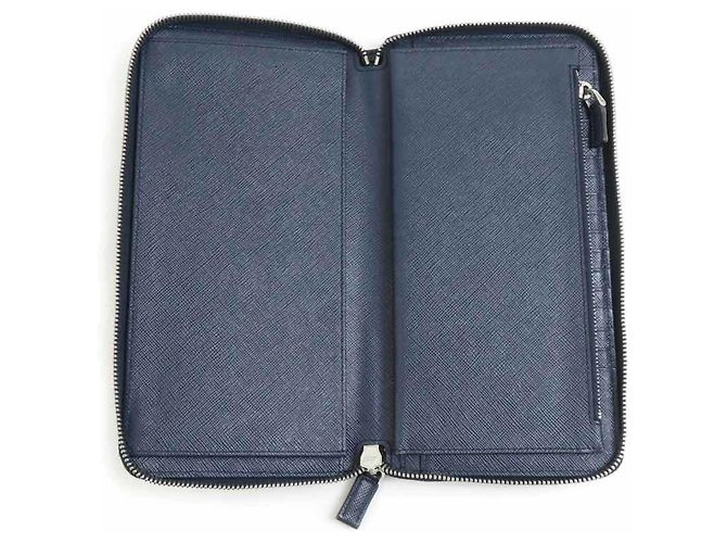 Prada Navy Leather Long Wallet Navy blue - view 3