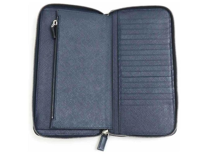 Prada Navy Leather Long Wallet Navy blue - view 4