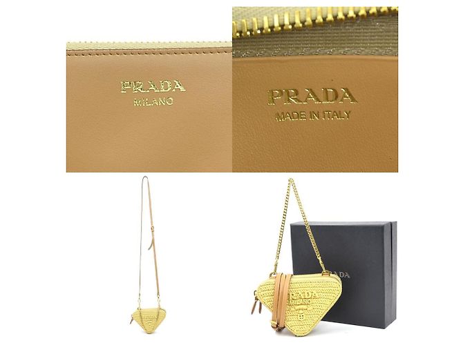 Borsa a spalla in pelle e viscosa beige Prada - vista 5