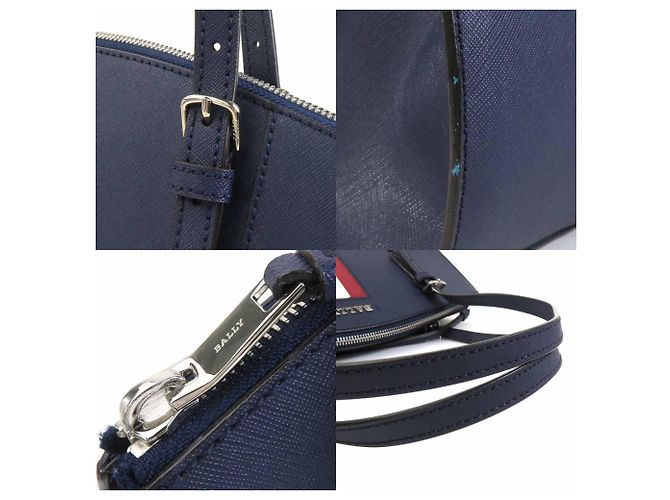 Borsa a Spalla in Pelle Blu Navy Bally - vista 4