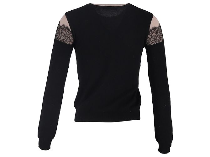 Suéter de lana negro y beige con encaje Valentino Garavani - vista 3