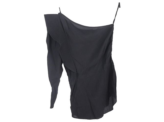 Top assimétrico com babados em viscose preta de Isabel Marant Étoile Preto - vista 2