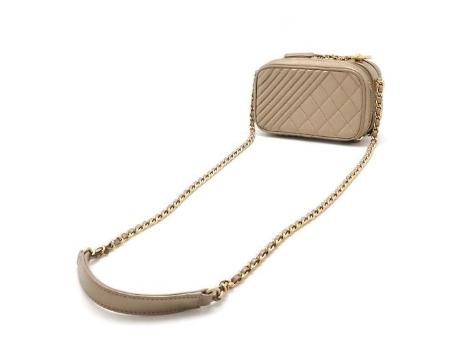 Camera Borsa a tracolla in pelle Chanel oro bronzo Metallico - vista 2