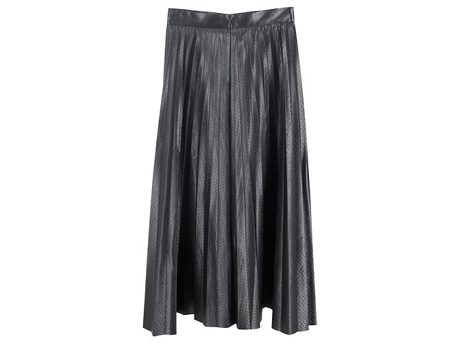 Hugo Boss Falda midi plisada perforada Boss en poliéster negro - vista 2