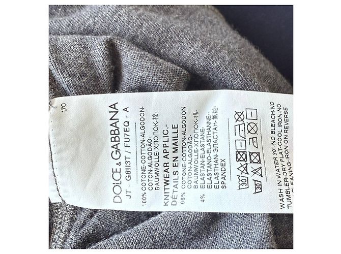 Camiseta de algodón gris con estampado del logo Dolce & Gabbana - vista 5