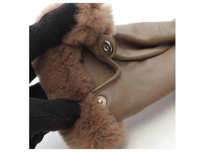 Lammfellhandschuhe mit Kelly Cadena Charm von Hermès Braun - Ansicht 4