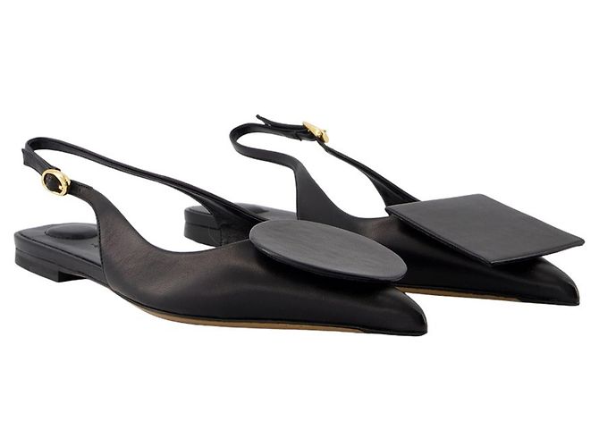 Duelo P Slingbacks - Jacquemus - Cuir - Noir - vue 2