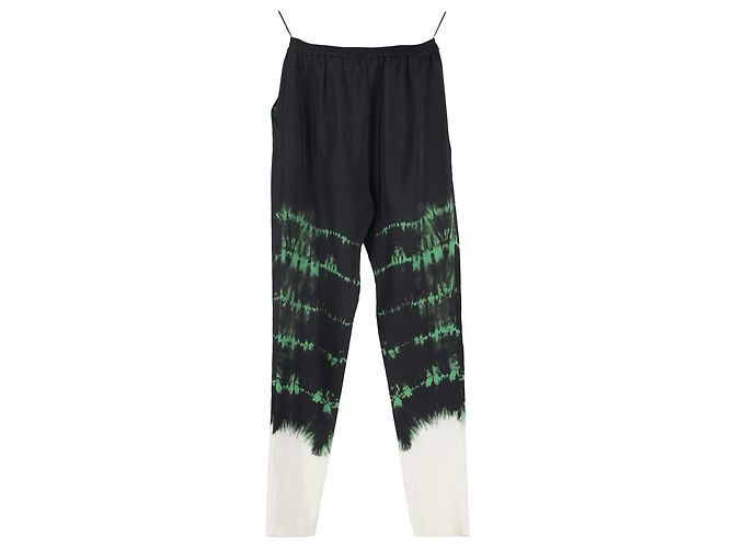 Stella Mc Cartney Pantalones de seda negra con estampado tie-dye de Stella McCartney Negro - vista 2