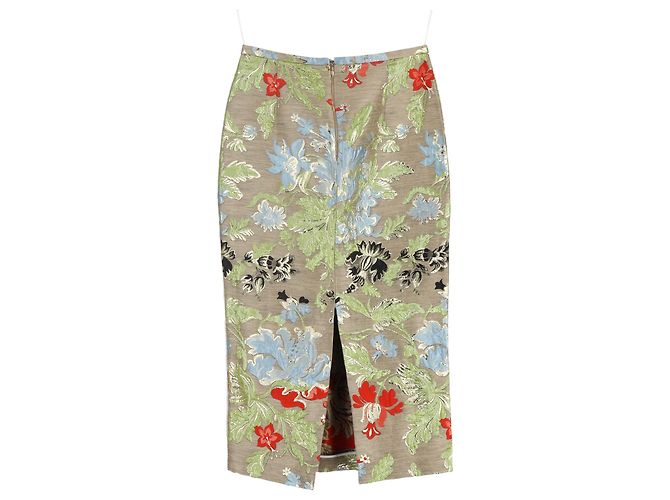 Saia midi Rochas em linho com estampa floral - vista 2