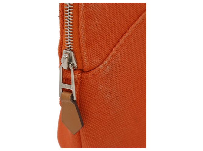 Bolso Pouch Bolide 20 de lona y cuero Hermès Naranja - vista 4