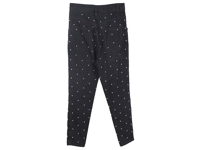 Jeans de cintura alta em algodão preto com embellishments de studs Isabel Marant - vista 2