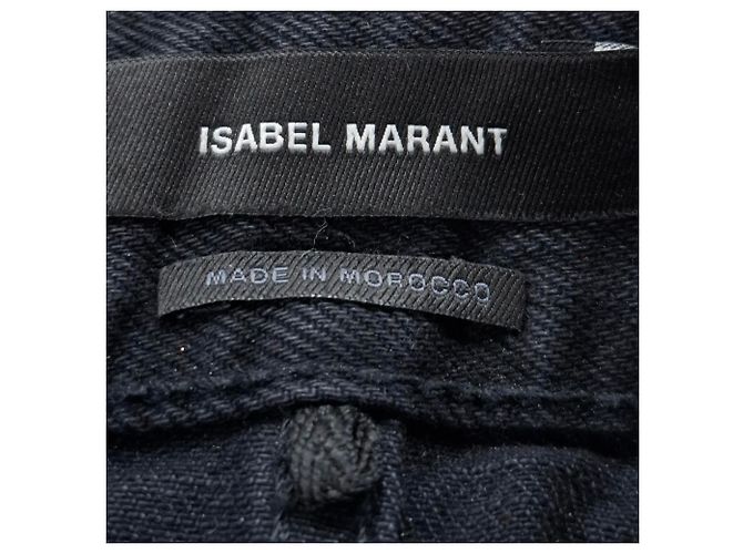 Jeans de cintura alta em algodão preto com embellishments de studs Isabel Marant - vista 3